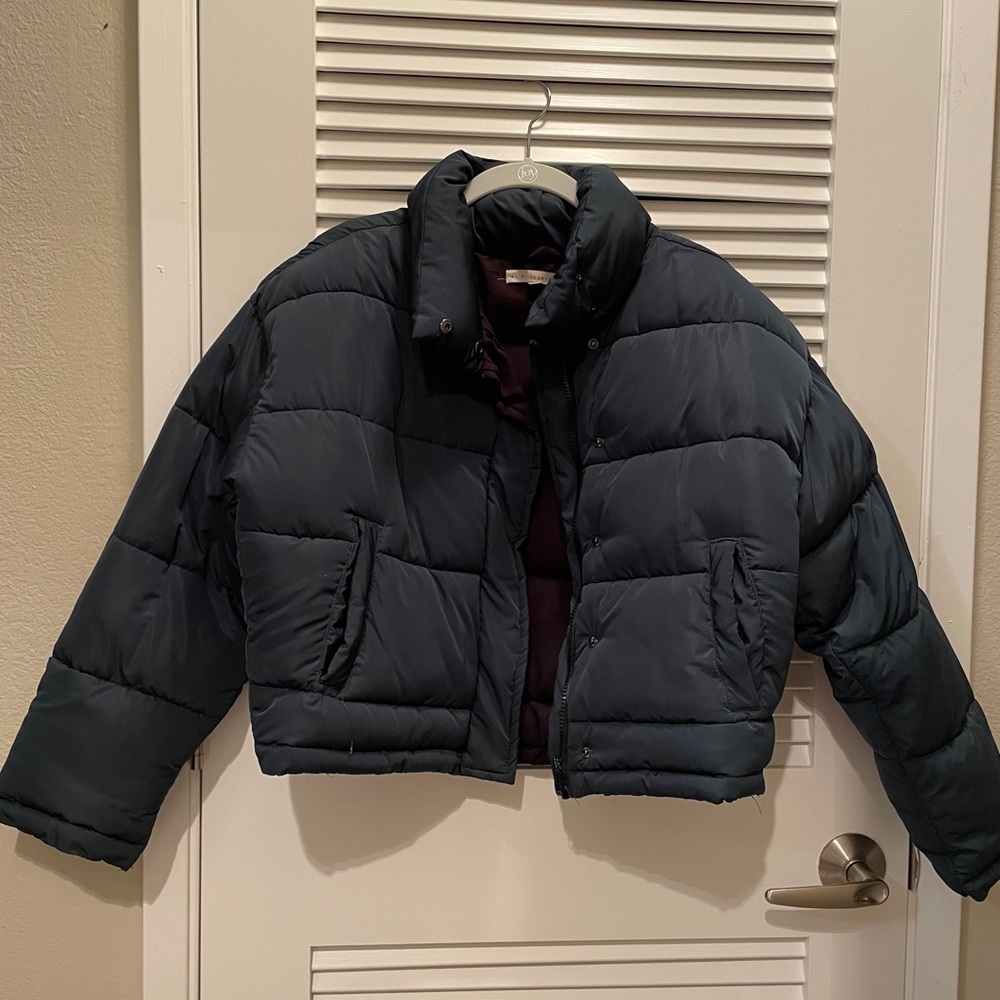 Pacsun La hearts forest green puffer jacket